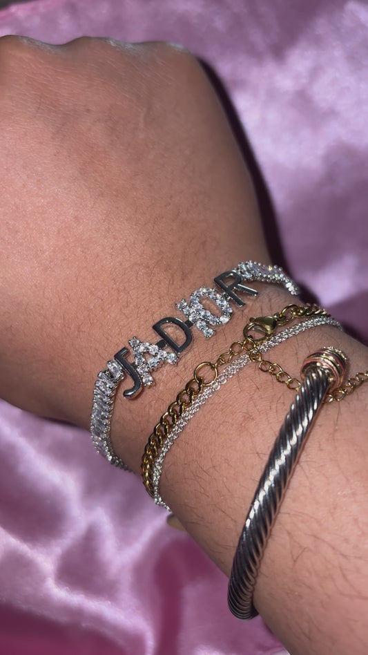 Crystal Letter Tennis Bracelet
